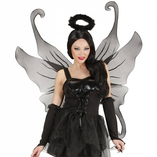 Halloweenaccessoires maxi vleugel glitterzwart