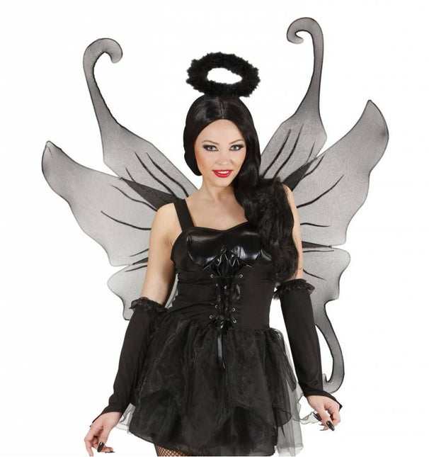Halloweenaccessoires maxi vleugel glitterzwart