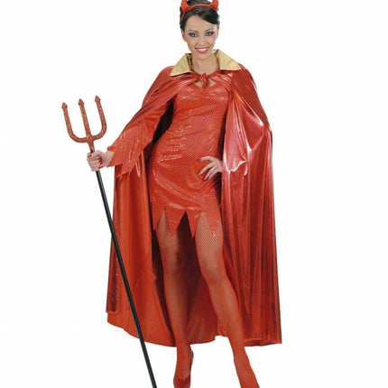 Halloweenaccessoires metalic rode cape met gouden kraag