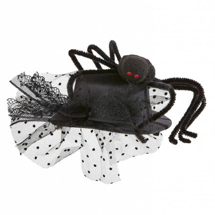 Halloweenaccessoires mini hoge hoed met spin