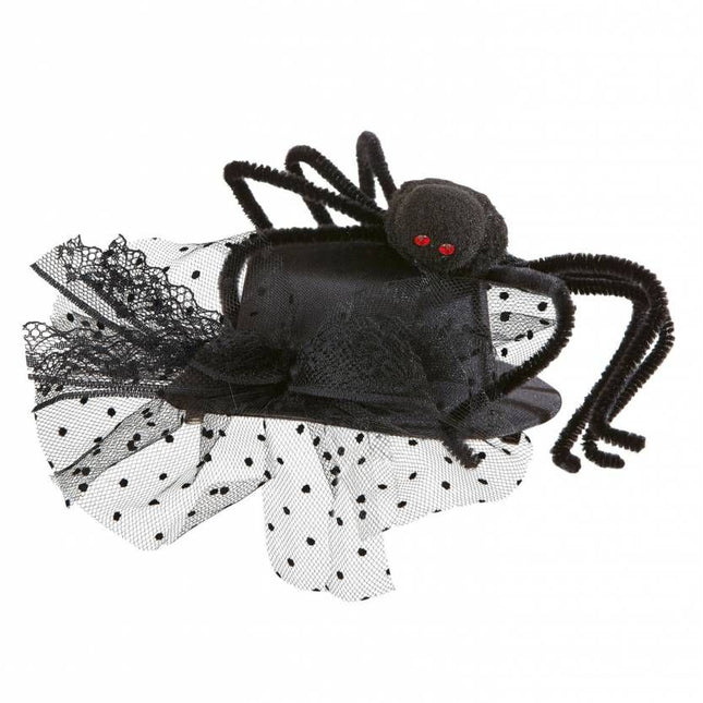 Halloweenaccessoires mini hoge hoed met spin