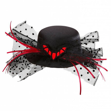 Halloweenaccessoires mini hoge hoed vleermuis