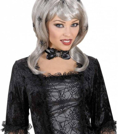 Halloweenaccessoires nekband strass spin