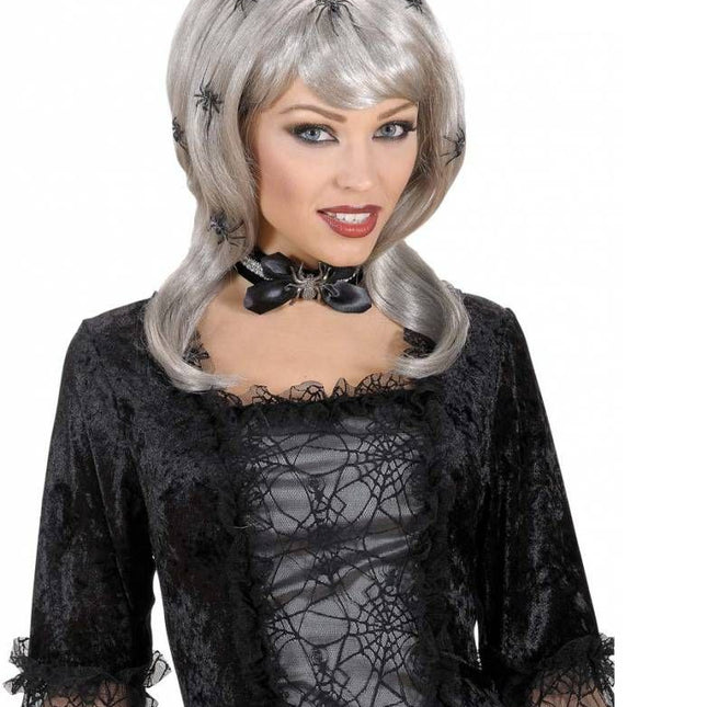 Halloweenaccessoires nekband strass spin