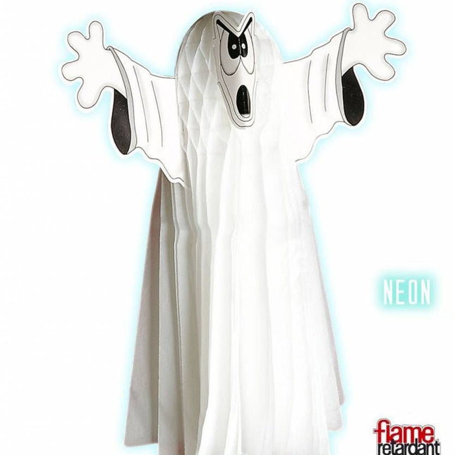Halloweenaccessoires neon decoratie geest 76cm brandveilig