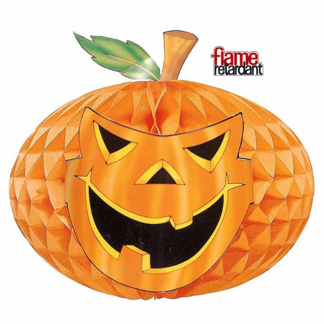 Halloweenaccessoires neon decoratie pompoen 52cm brandveilig