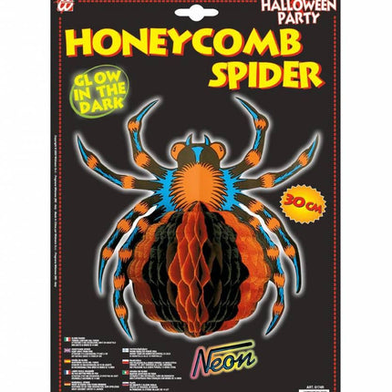 Halloweenaccessoires neon hangdecoratie spin