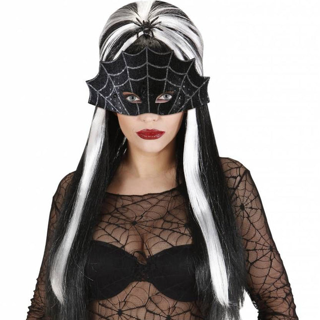 Halloweenaccessoires oogmasker spinneweb