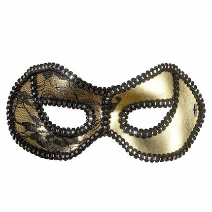 Halloweenaccessoires oogmasker zwart/goud met kant op ogen