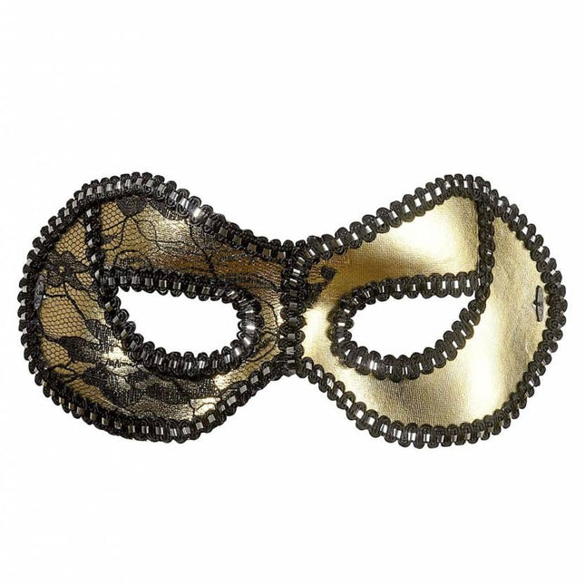 Halloweenaccessoires oogmasker zwart/goud met kant op ogen