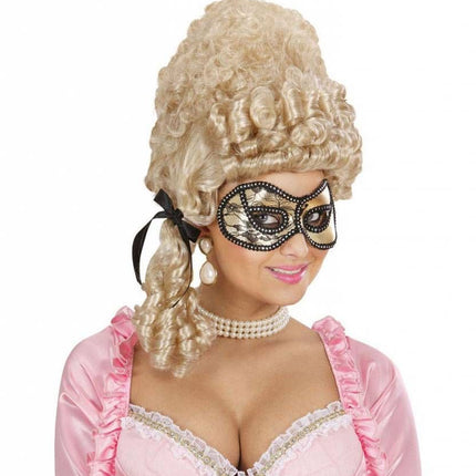 Halloweenaccessoires oogmasker zwart/goud met kant op ogen