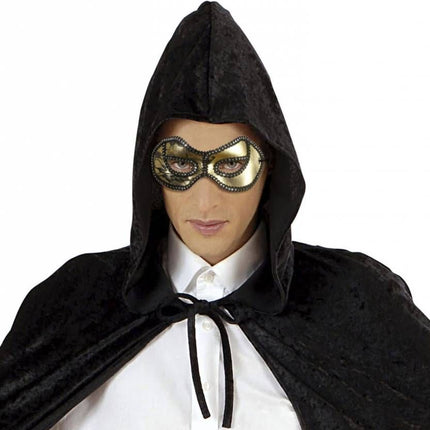 Halloweenaccessoires oogmasker zwart/goud met kant op ogen