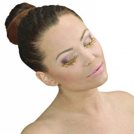 Halloweenaccessoires oogwimpers goud tattoo