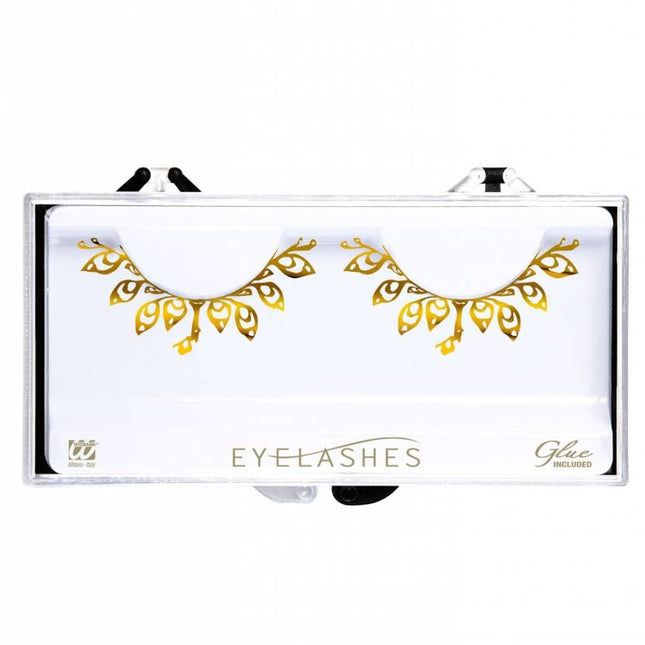 Halloweenaccessoires oogwimpers goud tattoo
