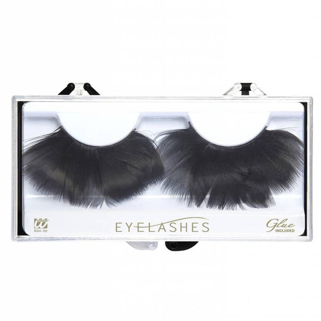 Halloweenaccessoires oogwimpers met zwarte veren