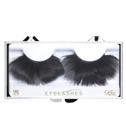 Halloweenaccessoires oogwimpers met zwarte veren