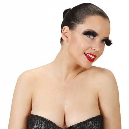 Halloweenaccessoires oogwimpers met zwarte veren