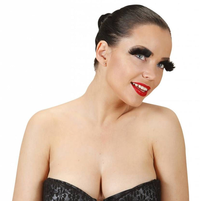 Halloweenaccessoires oogwimpers met zwarte veren