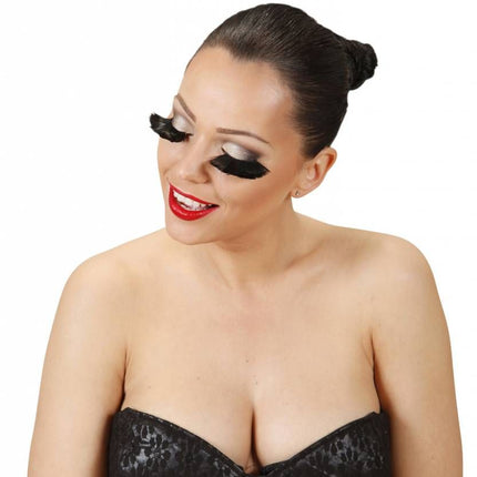Halloweenaccessoires oogwimpers met zwarte veren