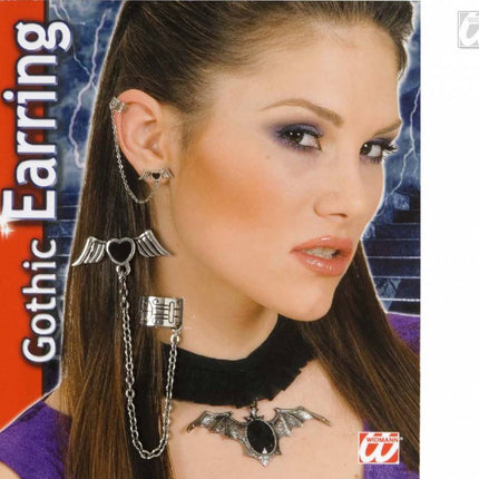 Halloweenaccessoires oorbellen zwart hart