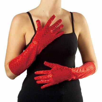 Halloweenaccessoires pailletten handschoenen goud/zilver