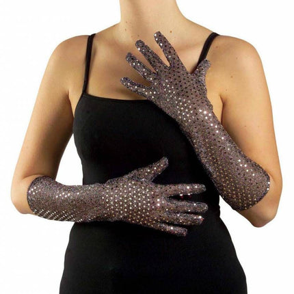 Halloweenaccessoires pailletten handschoenen goud/zilver