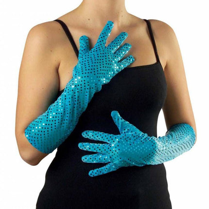 Halloweenaccessoires pailletten handschoenen goud/zilver