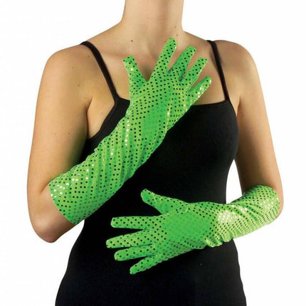 Halloweenaccessoires pailletten handschoenen goud/zilver
