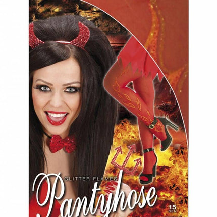 Halloweenaccessoires panty glittervlammen
