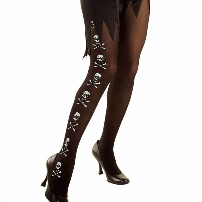 Halloweenaccessoires: Panty met skelet en botten