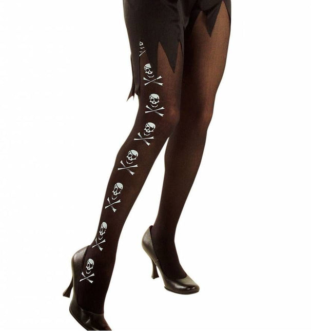 Halloweenaccessoires: Panty met skelet en botten