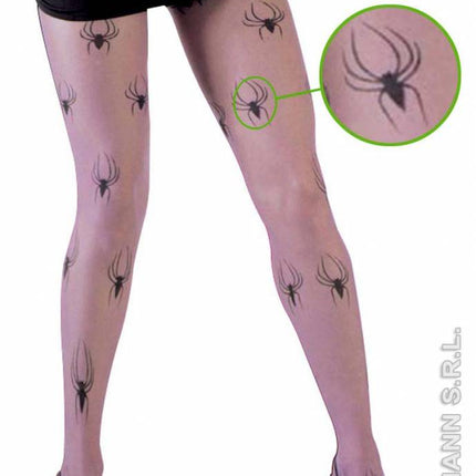 Halloweenaccessoires: Panty met spinnen in 3 kleuren
