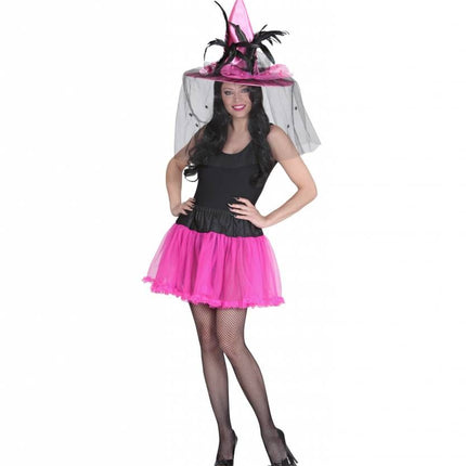 Halloweenaccessoires petticoat zwart met roze tule
