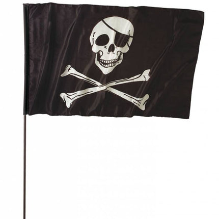 Halloweenaccessoires piratenvlag groot met stok