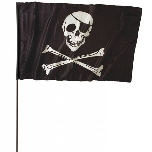 Halloweenaccessoires piratenvlag groot met stok