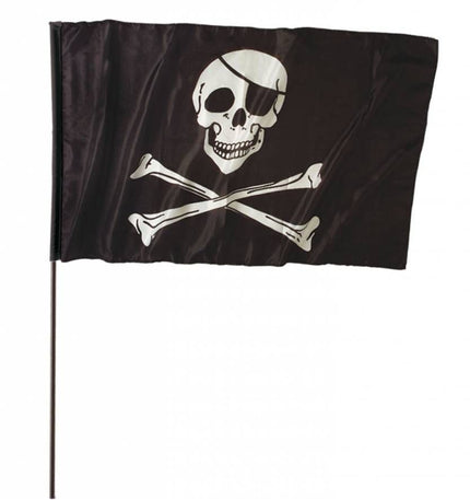 Halloweenaccessoires piratenvlag groot met stok