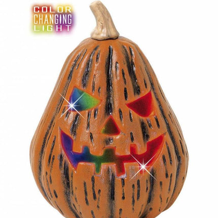 Halloweenaccessoires pompoen peervorm met veranderend licht 17x23cm