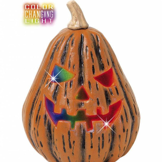 Halloweenaccessoires pompoen peervorm met veranderend licht 17x23cm