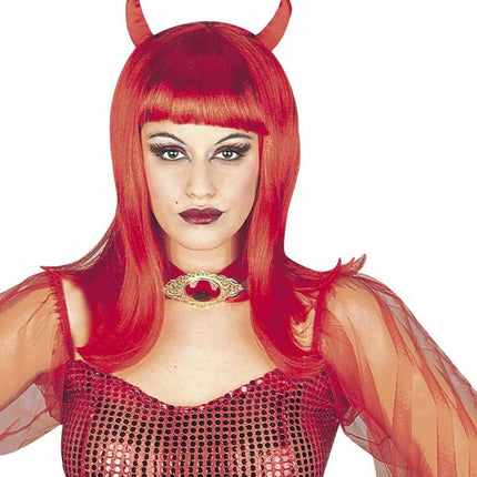 Halloweenaccessoires: Pruik Duivelin