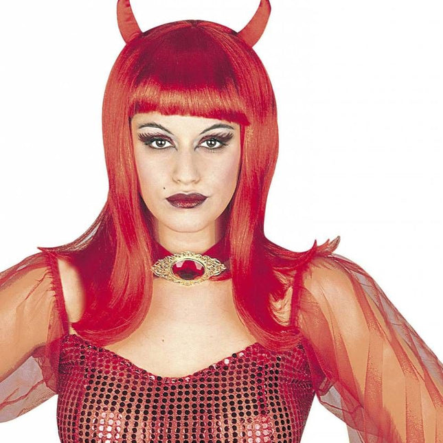 Halloweenaccessoires: Pruik Duivelin
