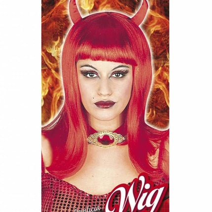 Halloweenaccessoires: Pruik Duivelin