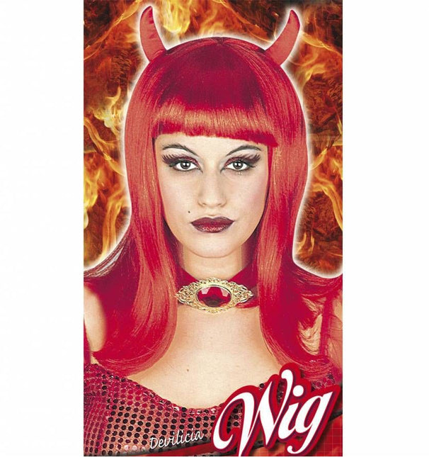 Halloweenaccessoires: Pruik Duivelin