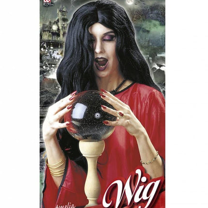 Halloweenaccessoires pruik heks Amelia zwart