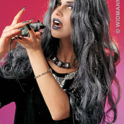 Halloweenaccessoires pruik heks Crudelia grijs