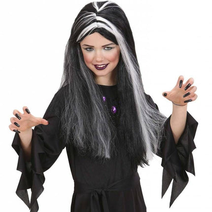 Halloweenaccessoires pruik heks kind