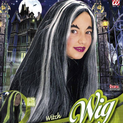 Halloweenaccessoires pruik heks kind