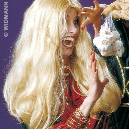 Halloweenaccessoires pruik heks Morgana blond