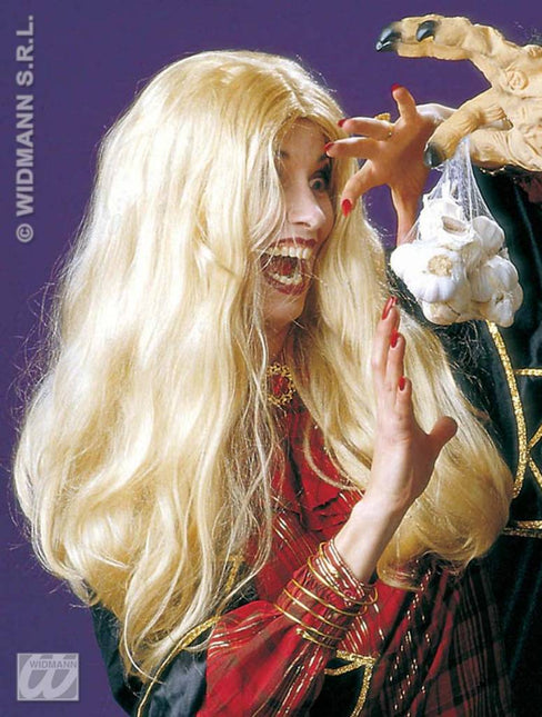 Halloweenaccessoires pruik heks Morgana blond