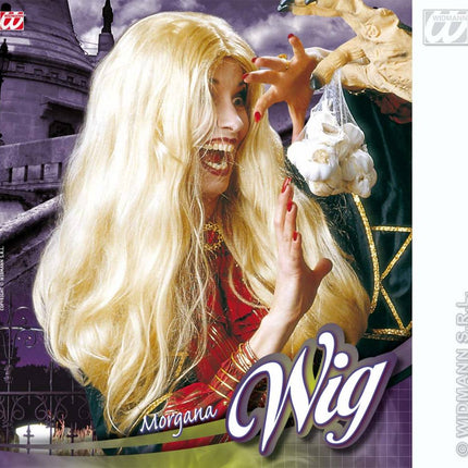 Halloweenaccessoires pruik heks Morgana blond
