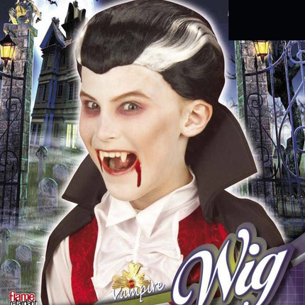 Halloweenaccessoires pruik vampier kind
